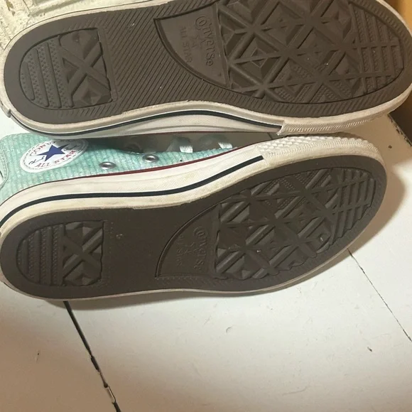 Converse Kids' High-Top Sneakers - Aqua Sparkle Sz 1 - Picture 5 of 5